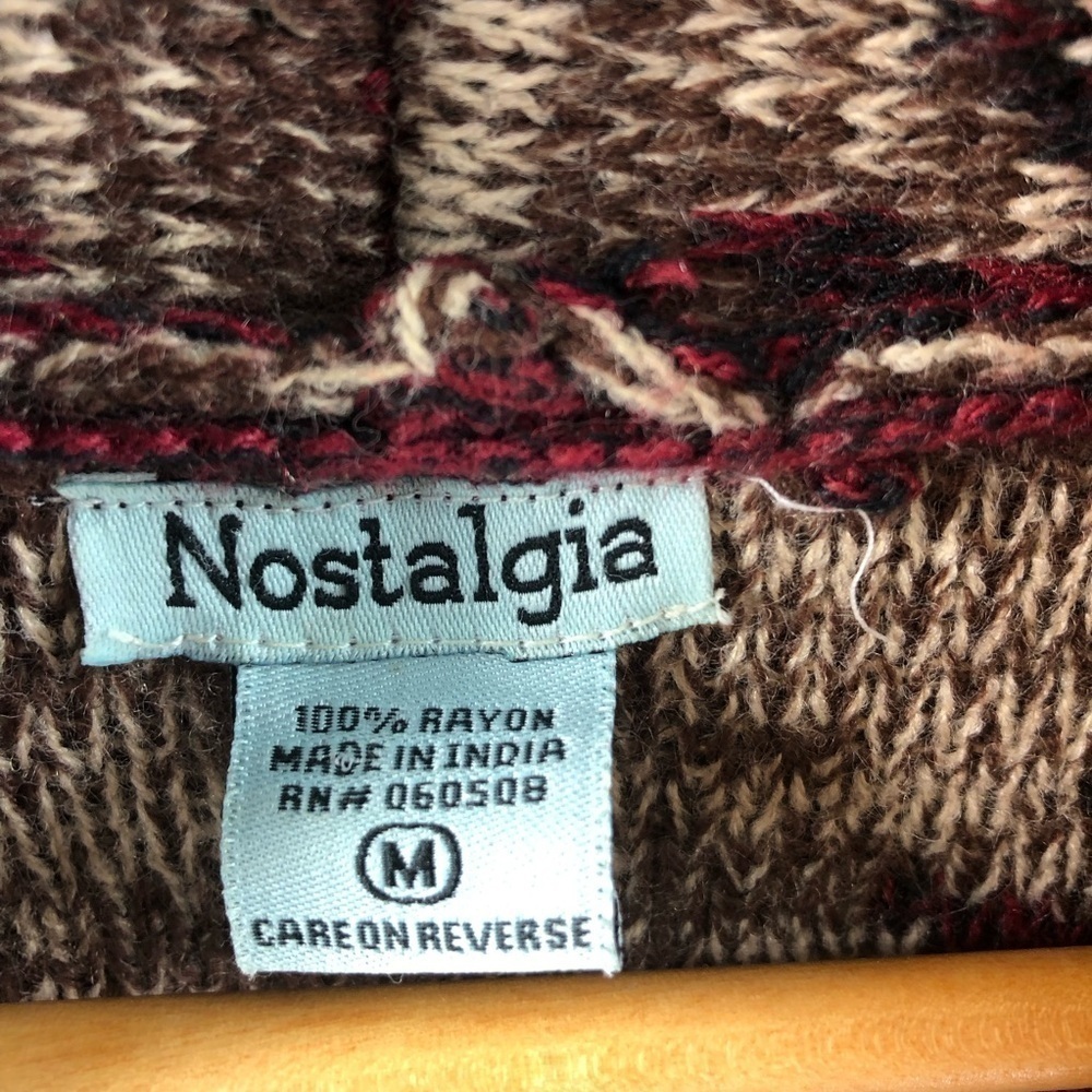 Nostalgia Fringe Cardigan Sz M Aztec Cabincore Long Boho Western Cabin Cozy - Picture 6 of 7